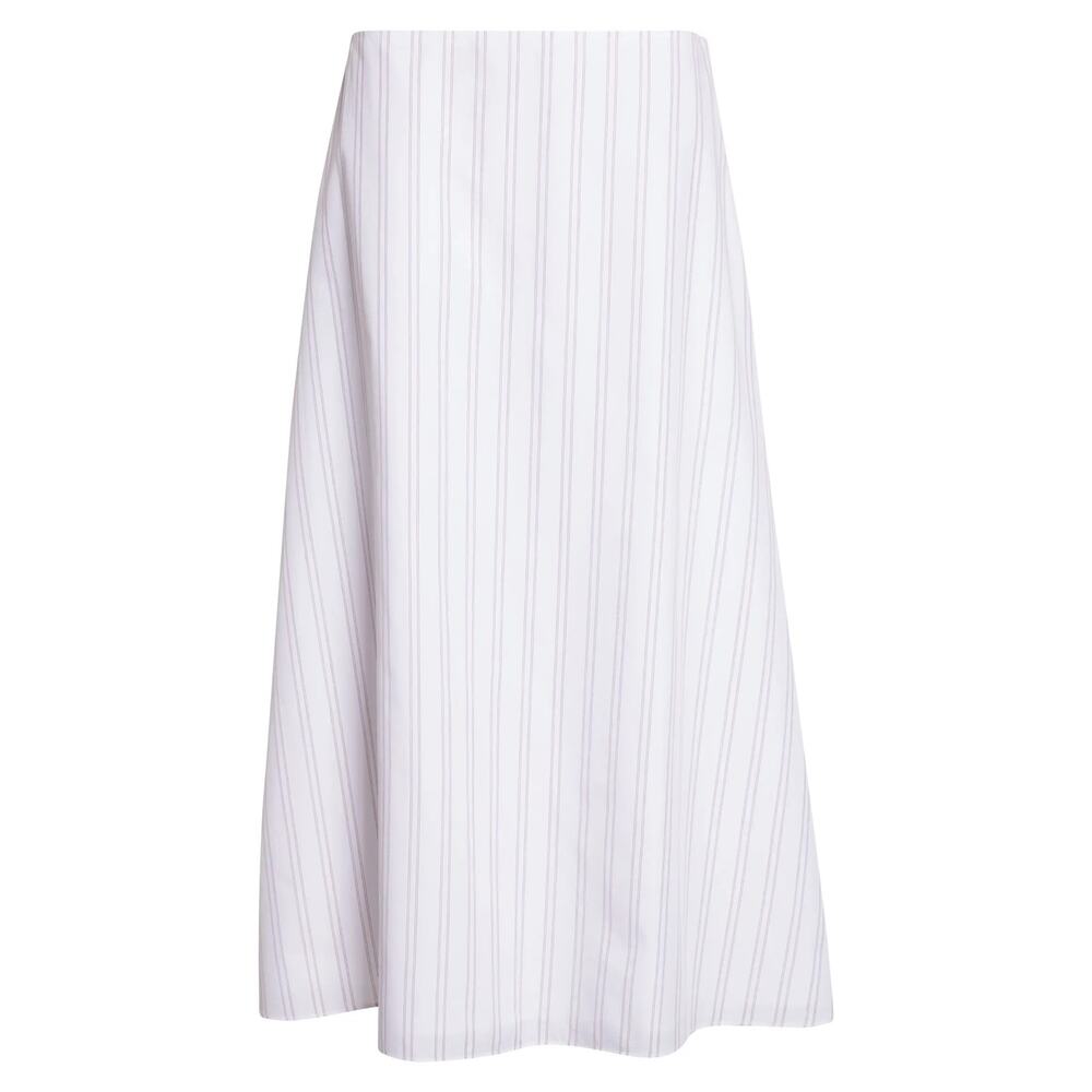 TWP The A-Line Cotton Skirt Stripe in White/Wine Size 6 - Picture 3 of 8